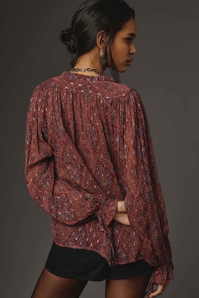 PAIGE Fia Long-Sleeve V-Neck Blouse #1