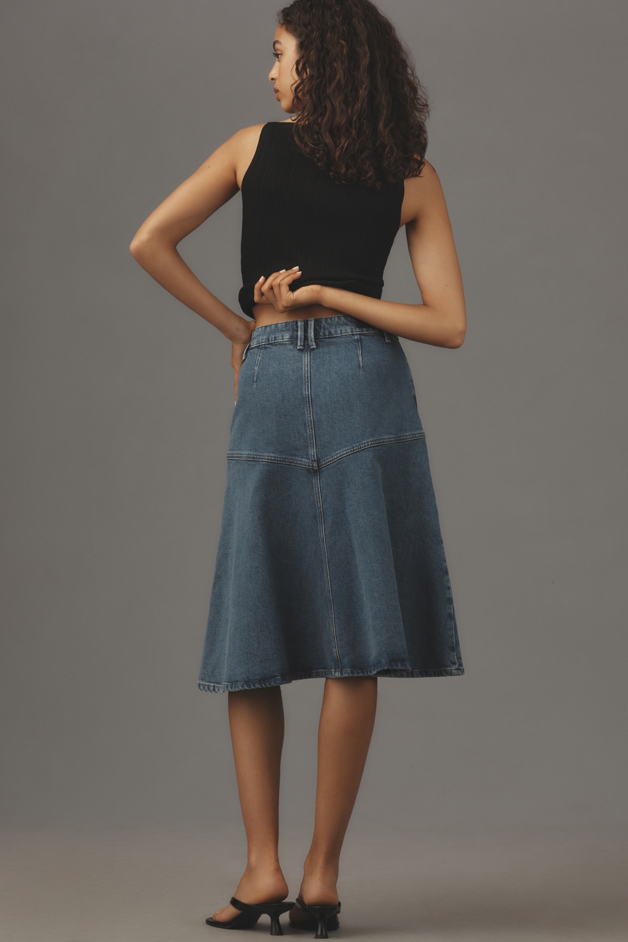 PAIGE Alice Denim A-Line Midi Skirt