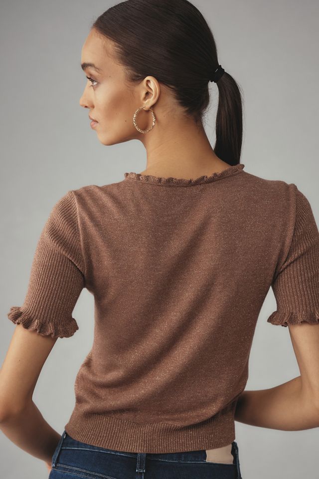 PAIGE Triste Short-Sleeve Ruffle Sweater #1