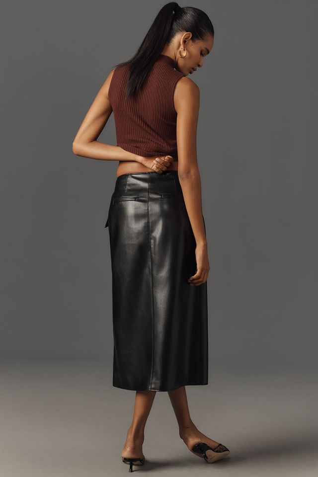 PAIGE Ogden Faux-Leather Midi Skirt #2