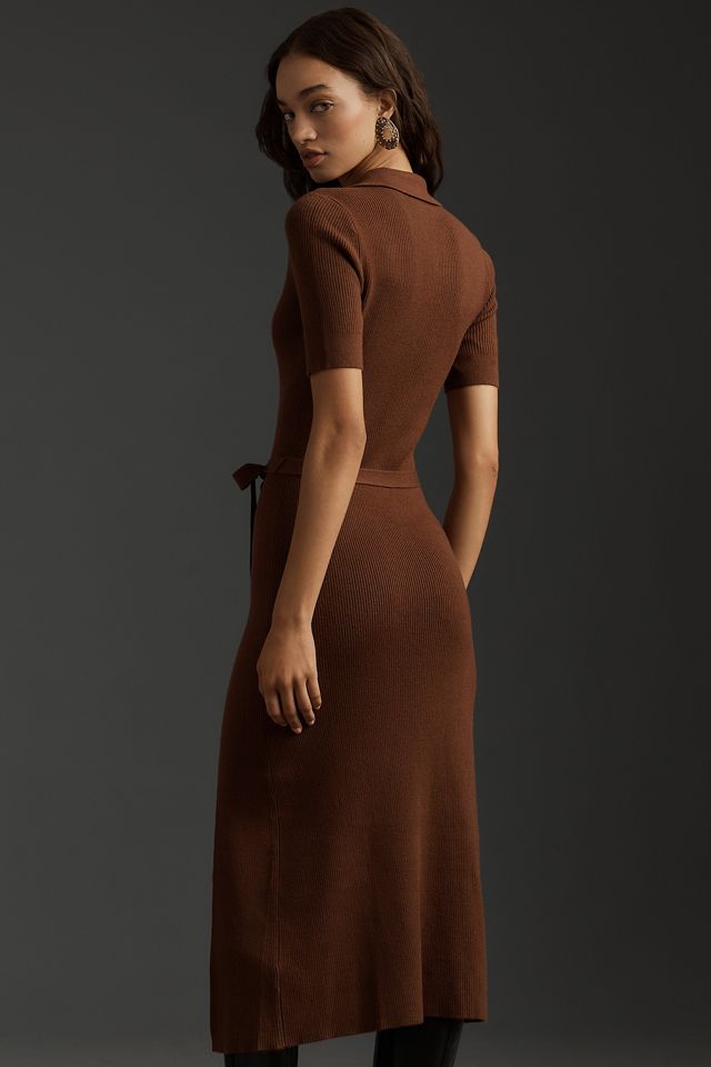 PAIGE Desdemona Short-Sleeve Sweater Midi Dress #1