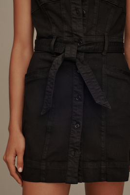 PAIGE Women's Jaxsyn Vegan Leather Mini Dress - Utility Style Dress With Belt For Edgy Casual Wear - View #11
