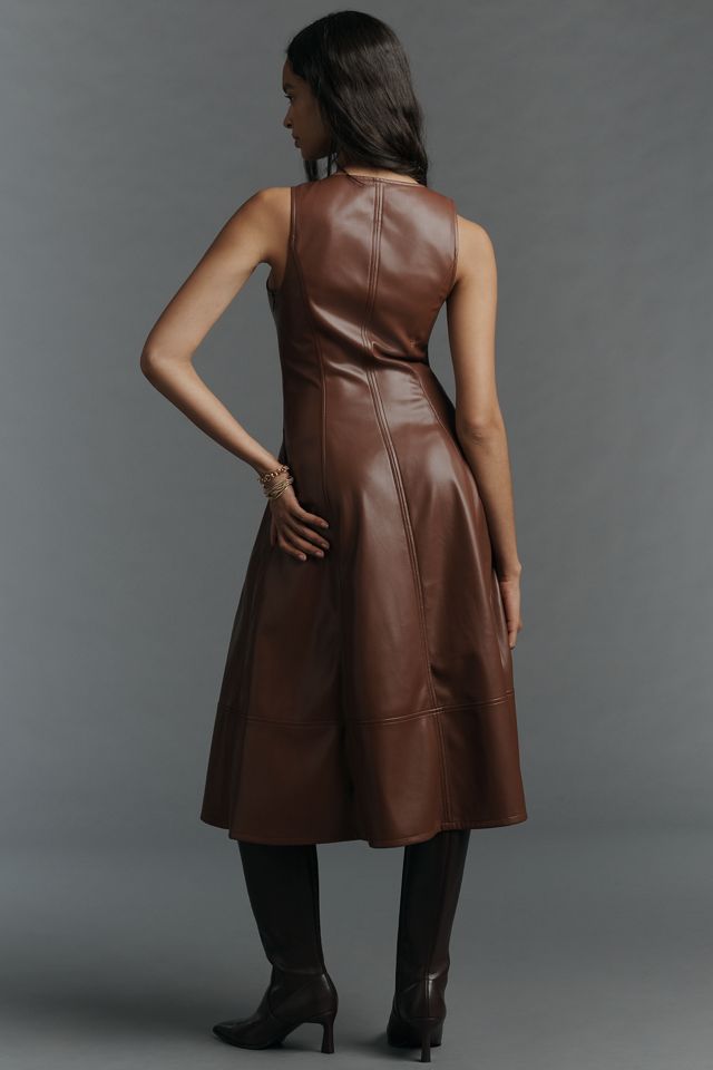 PAIGE Fiorella Faux-Leather Midi Dress #1