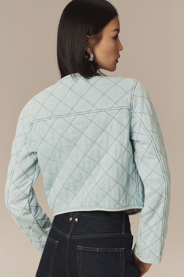 PAIGE Jayla Cropped Quilted Denim Jacket #1