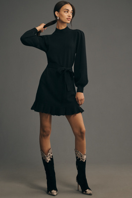 PAIGE JULITA LONG-SLEEVE SWEATER MINI DRESS 