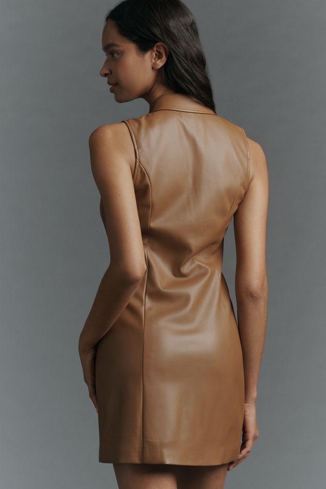 PAIGE Graciella Faux-Leather Button-Front Mini Dress | Anthropologie