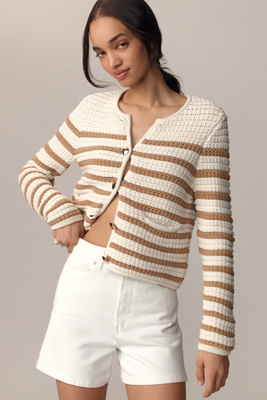 Paige Oberon Striped Cotton-blend Cardigan In Multicolor