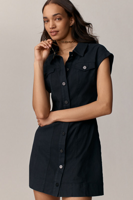 Paige Dekalb Denim Mini Dress In Black