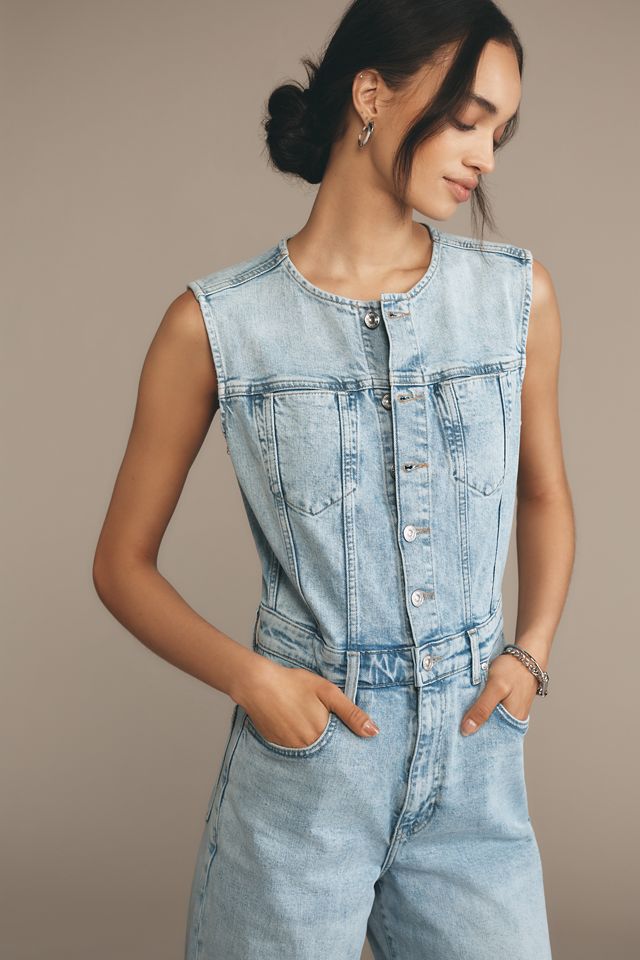 PAIGE Cirie Sleeveless Ankle Denim Jumpsuit #1
