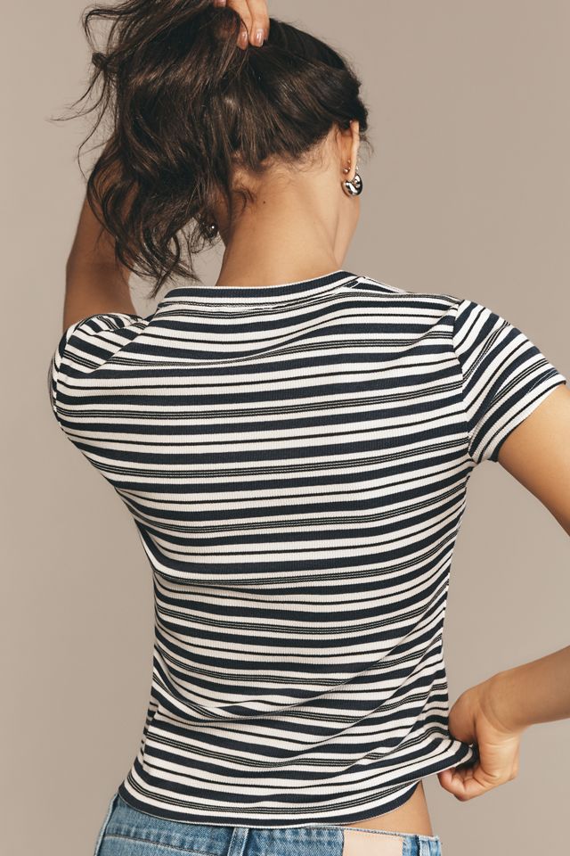 PAIGE Chantrelle Crew-Neck Ribbed Tee #1