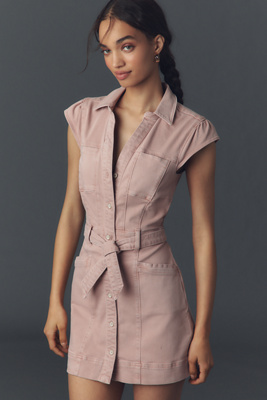 PAIGE JAXSYN CAP-SLEEVE UTILITY MINI DRESS 