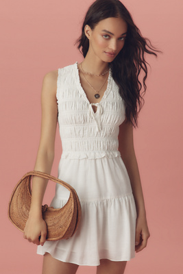 PAIGE FRAISE SLEEVELESS V-NECK MINI DRESS 