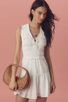 By Anthropologie Puff-Sleeve Relaxed Bubble Mini Dress