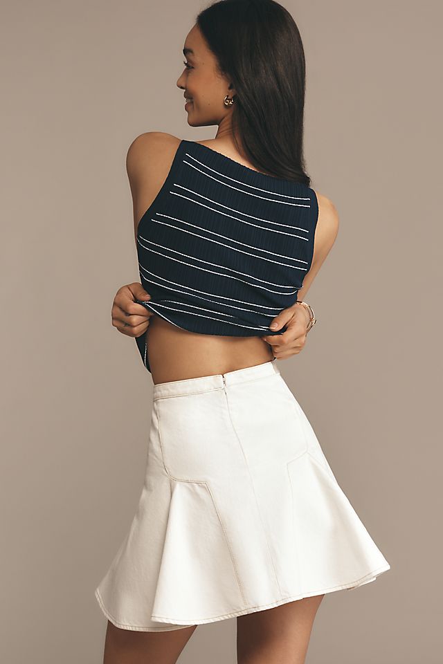 PAIGE Adaline Seamed Denim Mini Skirt | Anthropologie PAIGE Adaline Seamed Denim Mini Skirt | Anthropologie