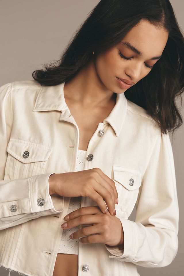 PAIGE Pacey Raw-Hem Crop Denim Jacket #2