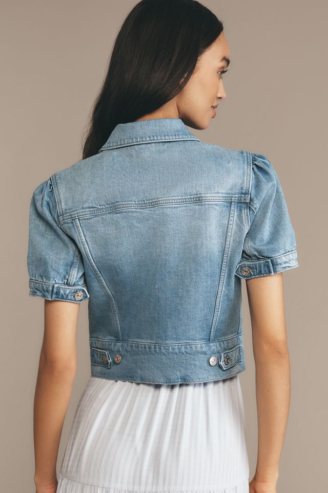 PAIGE Kendra Short-Sleeve Crop Denim Jacket | Anthropologie