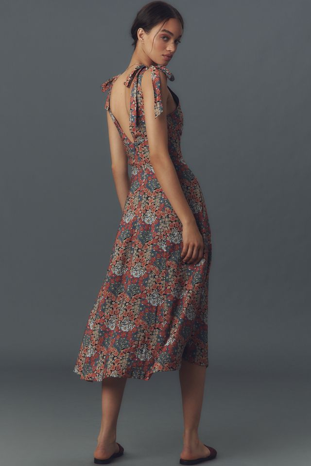PAIGE Swindon Tie-Strap V-Neck Midi Dress #1