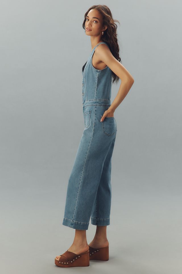 PAIGE Kenny Sleeveless V-Neck Crop Denim Jumpsuit #2