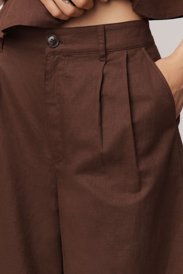 PAIGE Negroni Linen Blend High-Rise Crop Wide-Leg Pants #3