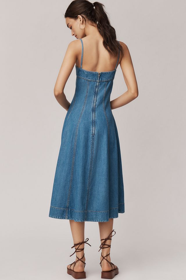 PAIGE Pippa Sleeveless Seamed Denim Midi Dress #1