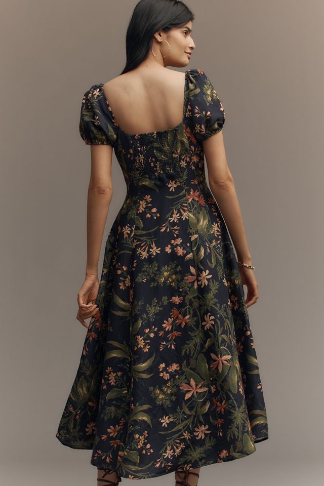 PAIGE Lindi Cap-Sleeve Square-Neck Midi Dress #3