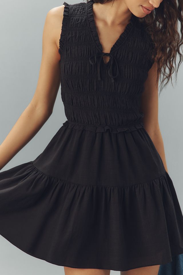 PAIGE Fraise Sleeveless Smocked Mini Dress #1