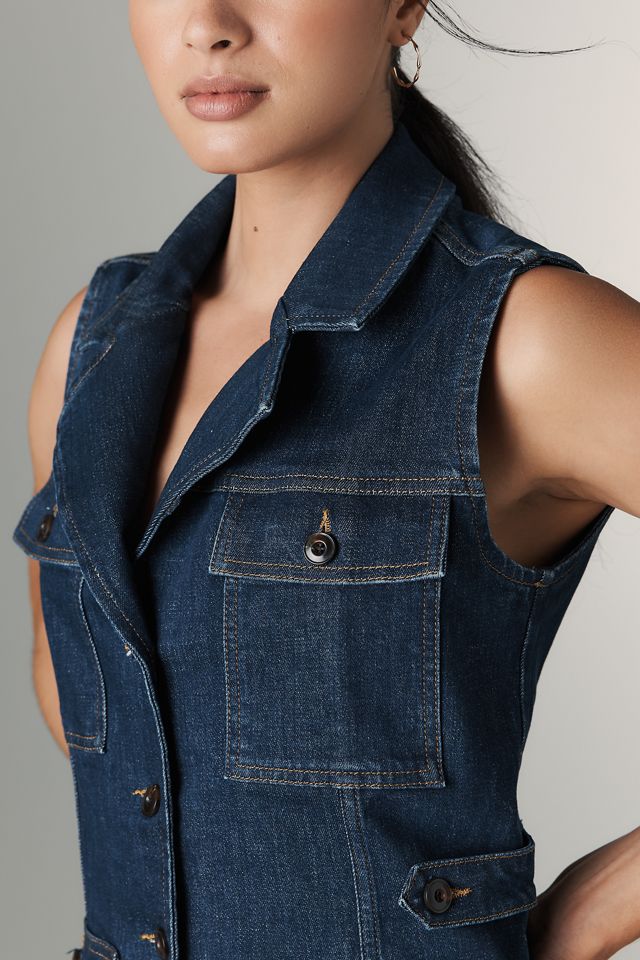 PAIGE Andria Sleeveless Collared Denim Mini Dress #3