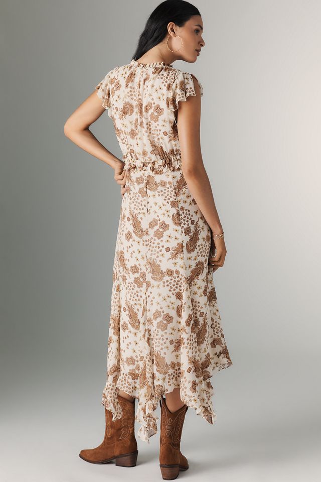 PAIGE Eleonora Ruffled Silk Midi Dress #1