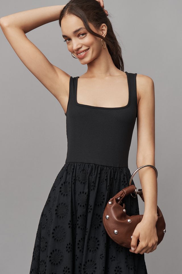 PAIGE Morel Sleeveless Square-Neck Eyelet Midi Dress #2