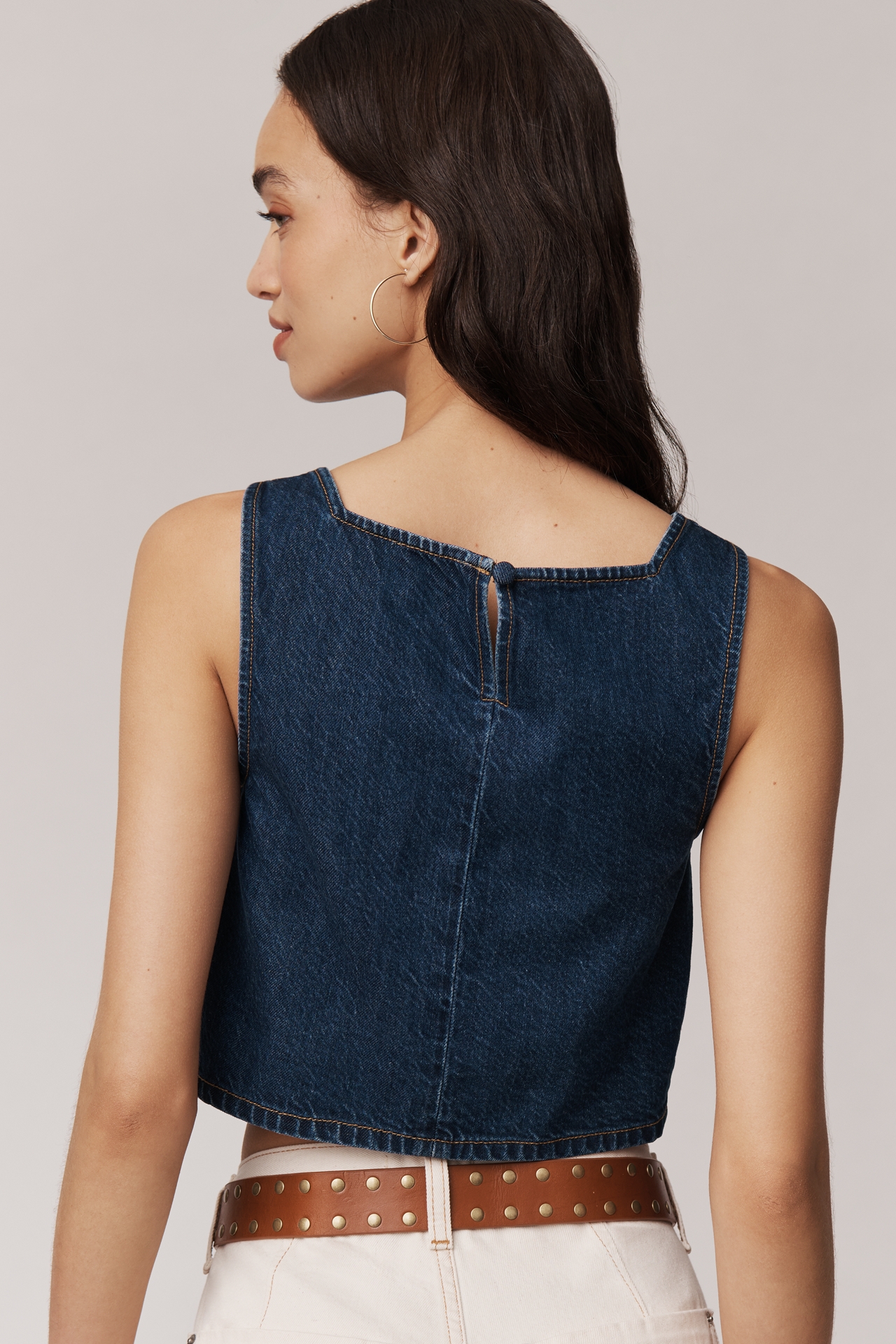 PAIGE Aelita Sleeveless Square-Neck Eyelet Crop Top