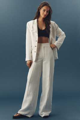 Paige Greyson Linen Blend High-rise Wide-leg Pants
