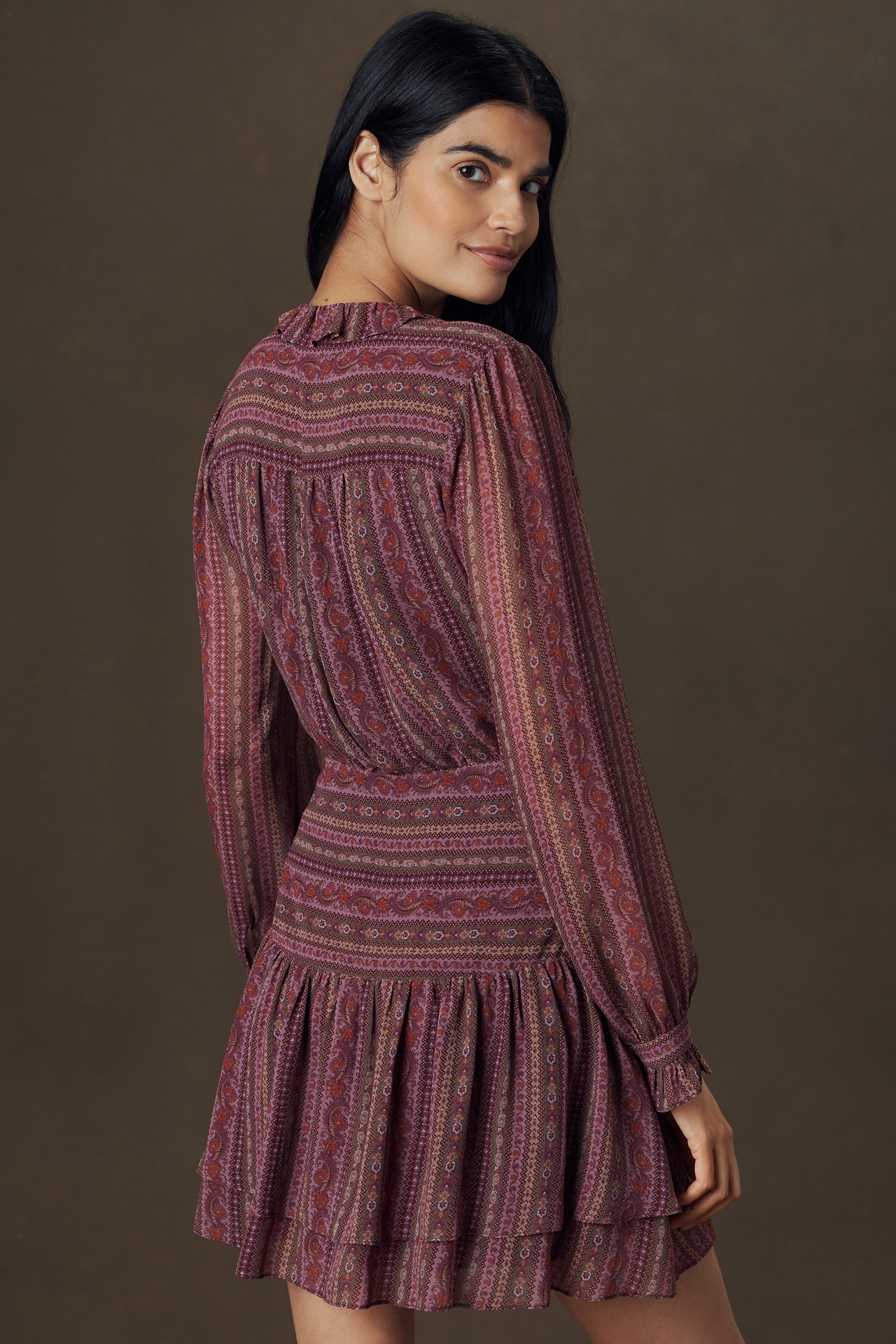 PAIGE Nantes Long-Sleeve Silk Mini Dress