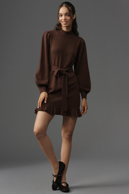 paige julita long-sleeve sweater mini dress PAIGE Julita Dress in Latte Foam