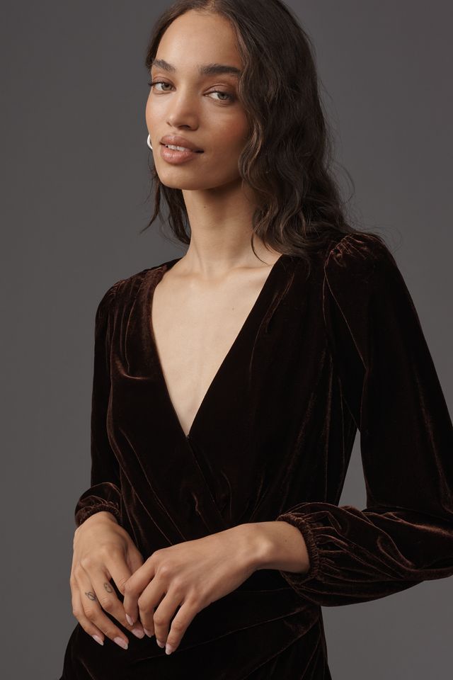 PAIGE Lawry Long-Sleeve Velvet Mini Dress #3