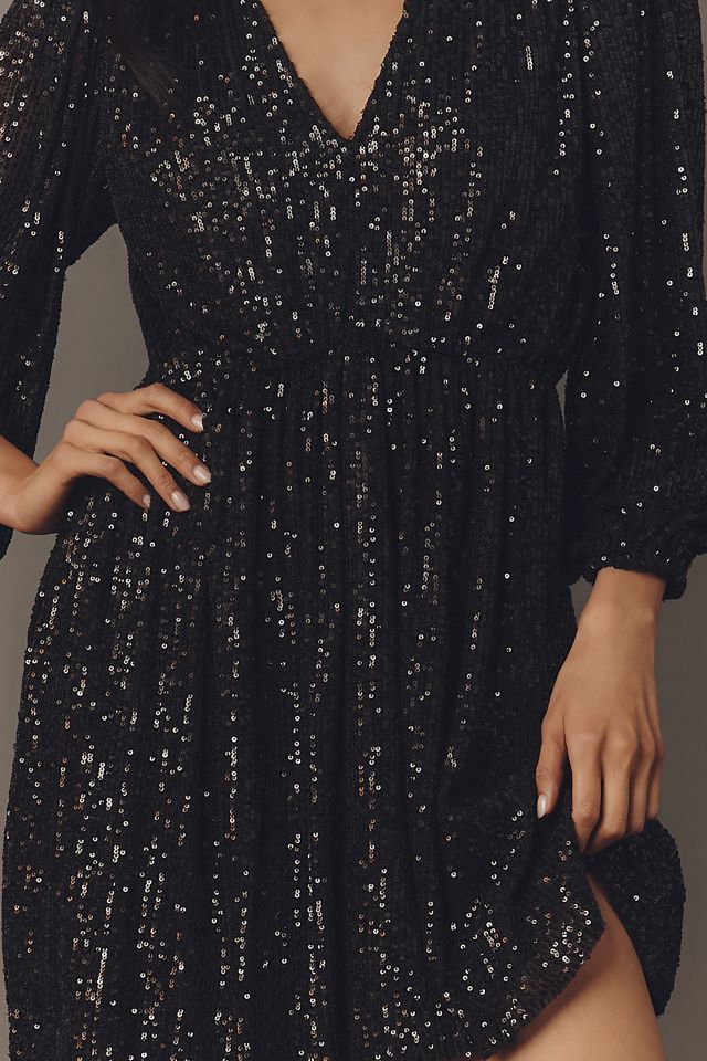 PAIGE Gianetta V-Neck Sequin Mini Dress #1