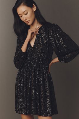 PAIGE Gianetta V-Neck Sequin Mini Dress