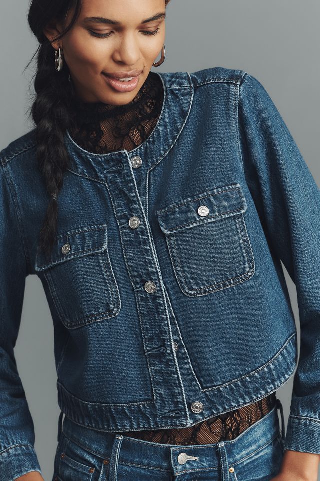 PAIGE Kylian Collarless Denim Jacket #1