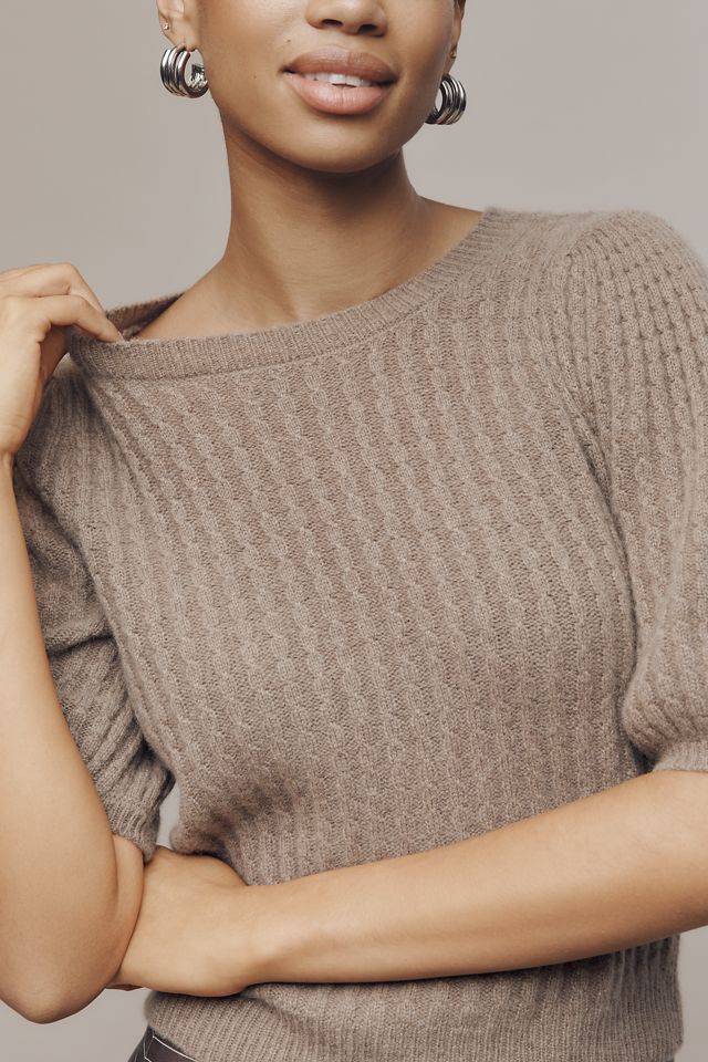 PAIGE Lucerne Cashmere Puff-Sleeve Sweater Tee #1