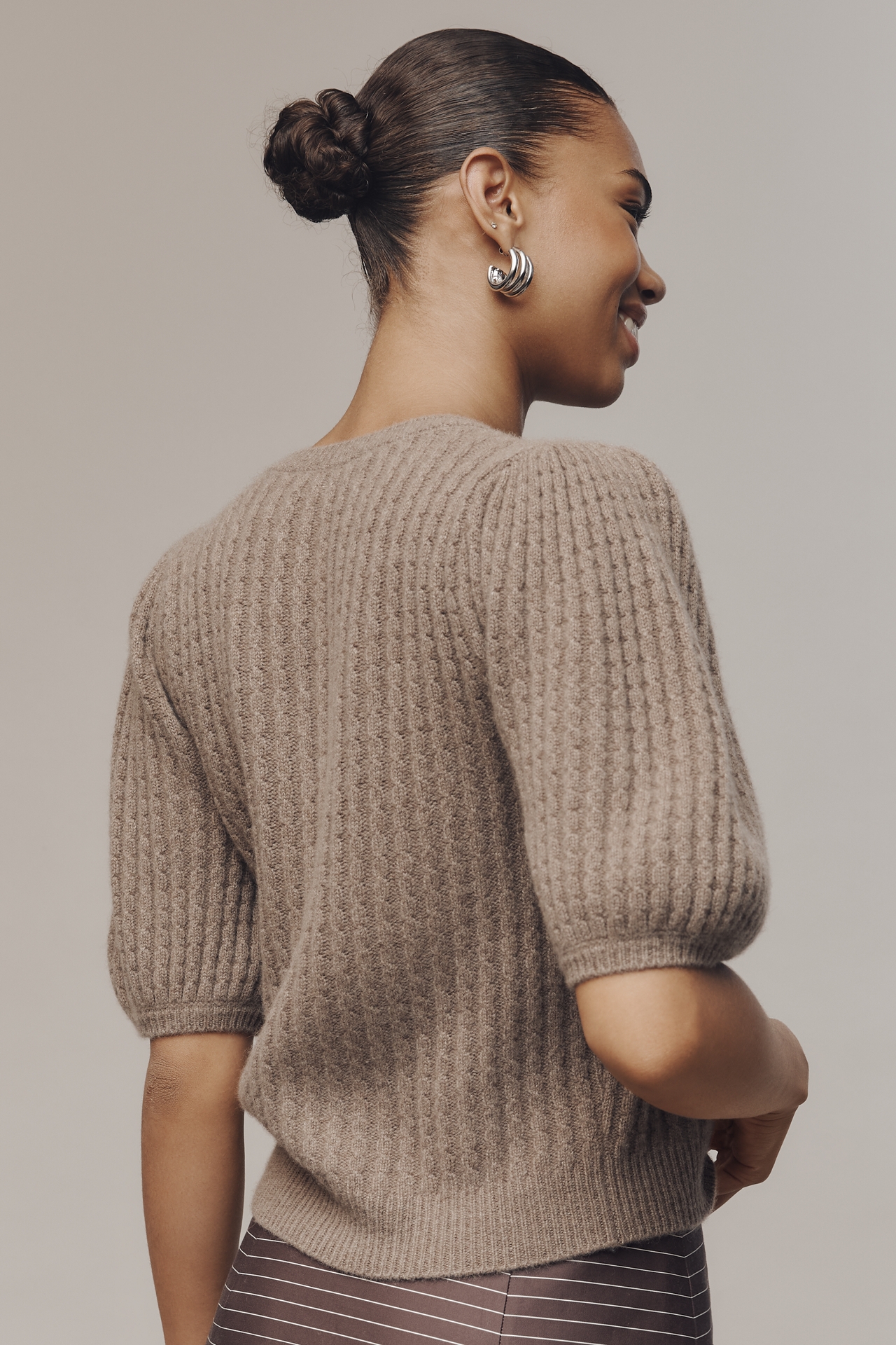 PAIGE Lucerne Cashmere Puff-Sleeve Sweater Tee