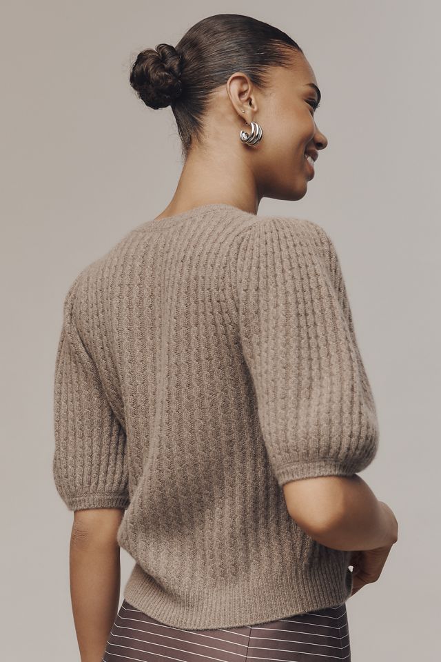 PAIGE Lucerne Cashmere Puff-Sleeve Sweater Tee #3