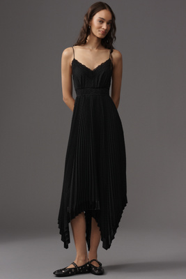 Paige Alessandra V-neck Pleated Maxi Dress In Black