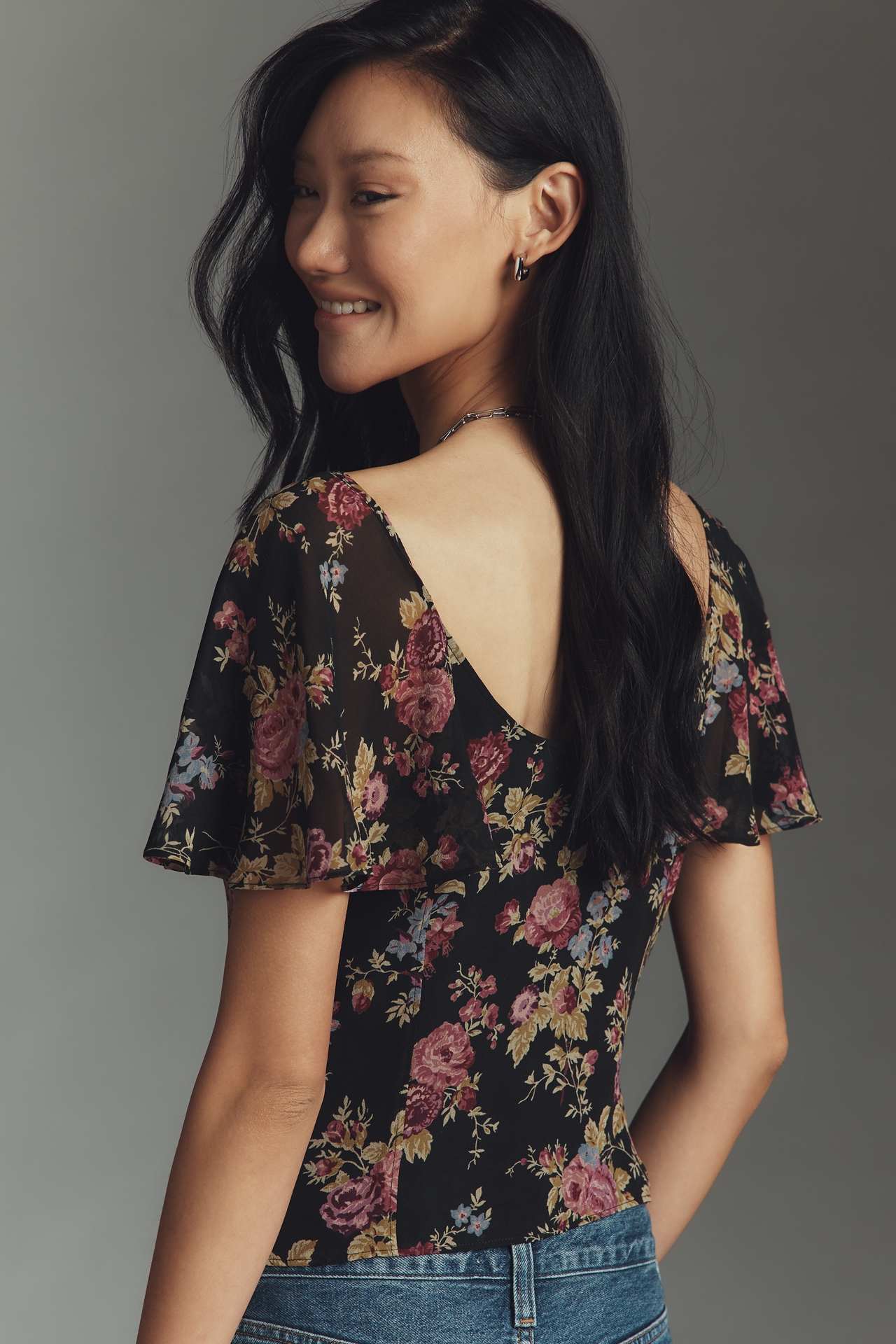 PAIGE Kiko Silk Flutter-Sleeve Blouse