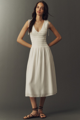 Sebastian Ruched Sleeveless Midi Dress