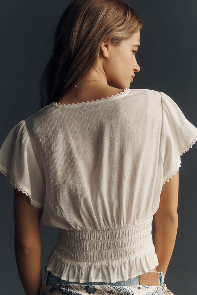 PAIGE Rive Smocked Top | Anthropologie