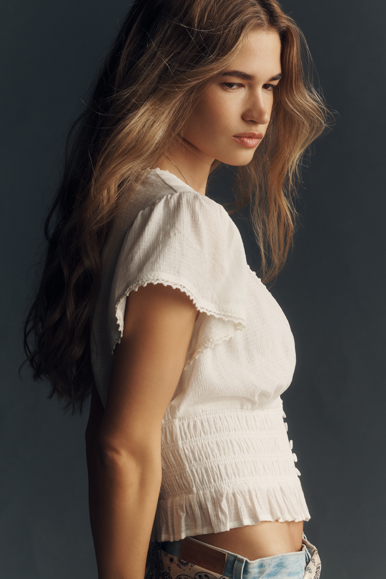 PAIGE Rive Smocked Top