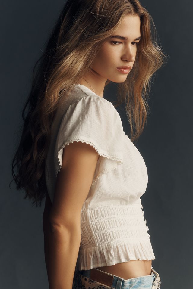 PAIGE Rive Smocked Top #3