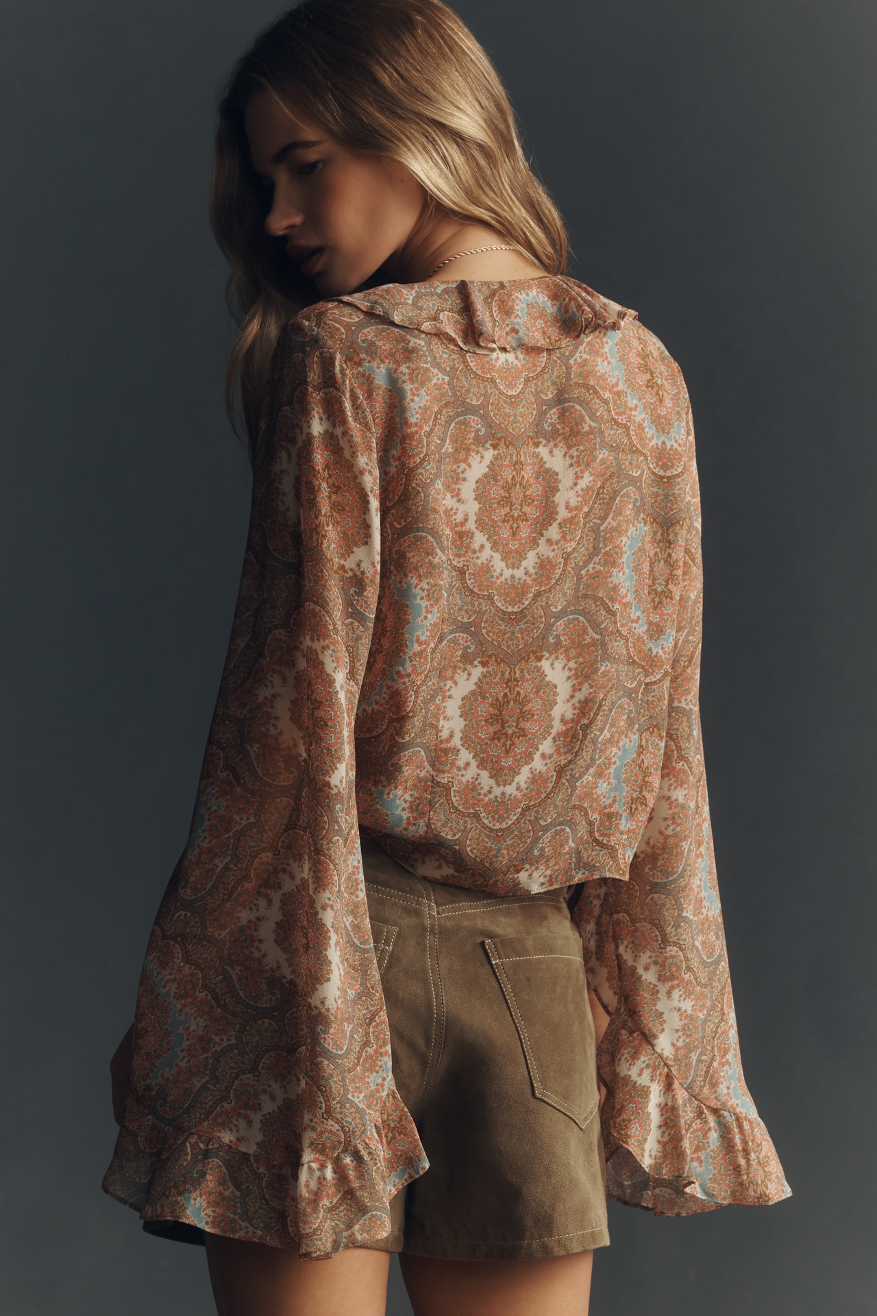 PAIGE Eve Statement Sleeve Silk Blouse