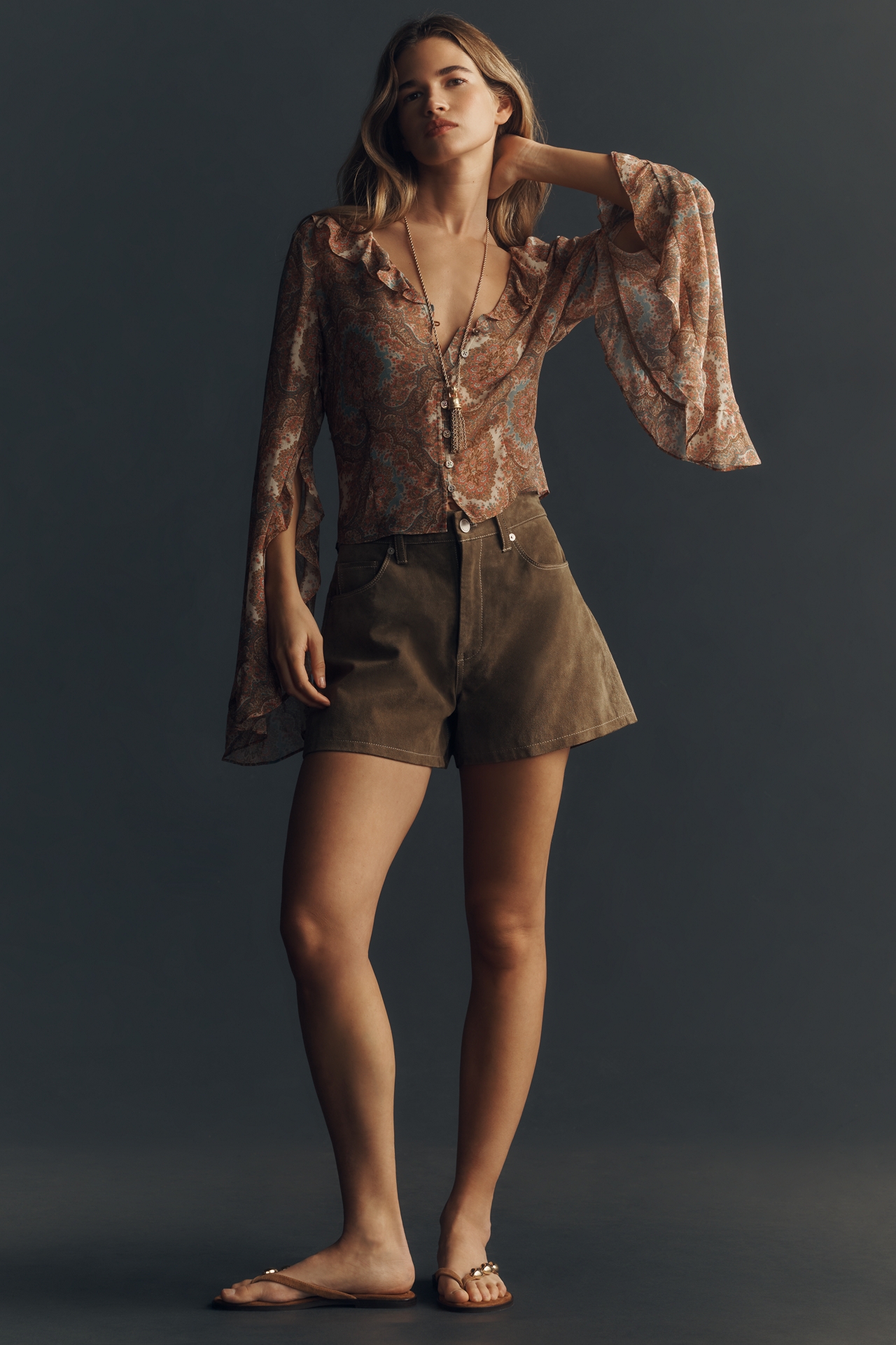 PAIGE Eve Statement Sleeve Silk Blouse