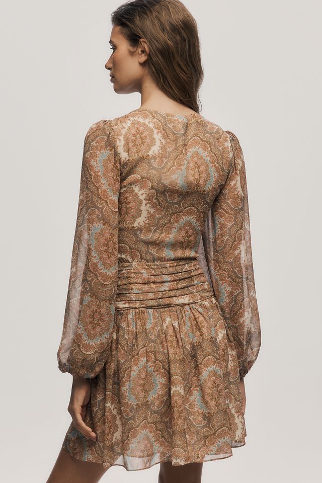 PAIGE Lainey Silk Long-Sleeve V-Neck Dress | Anthropologie