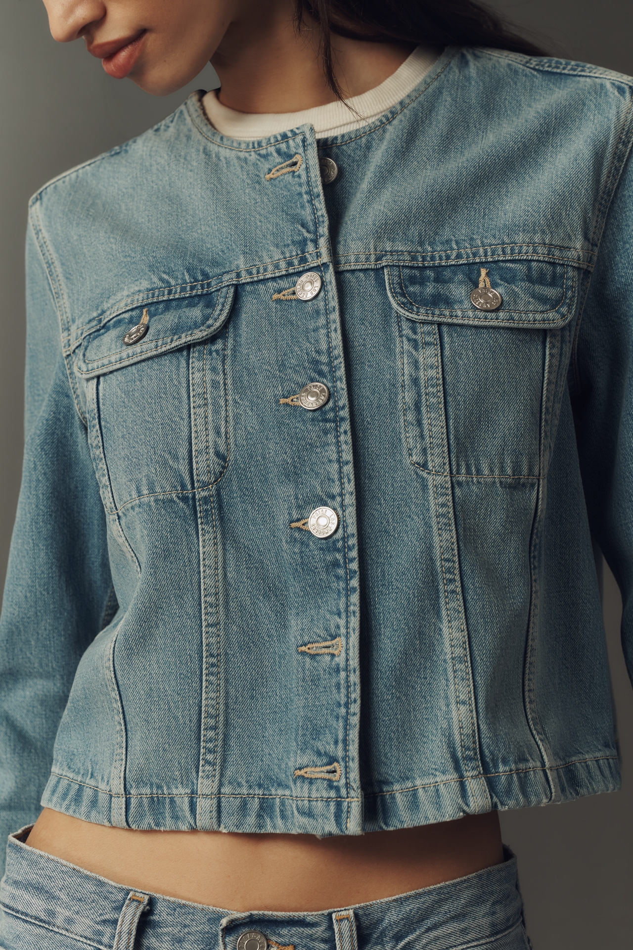 PAIGE Dean Collarless Denim Jacket